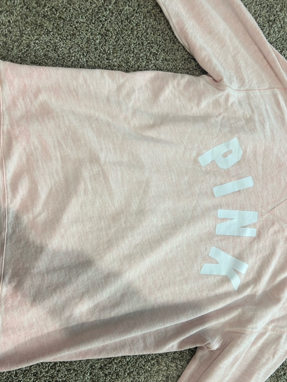 PINK Victoria's Secret Crewneck Sweatshirt in Light Pink with Black Logo